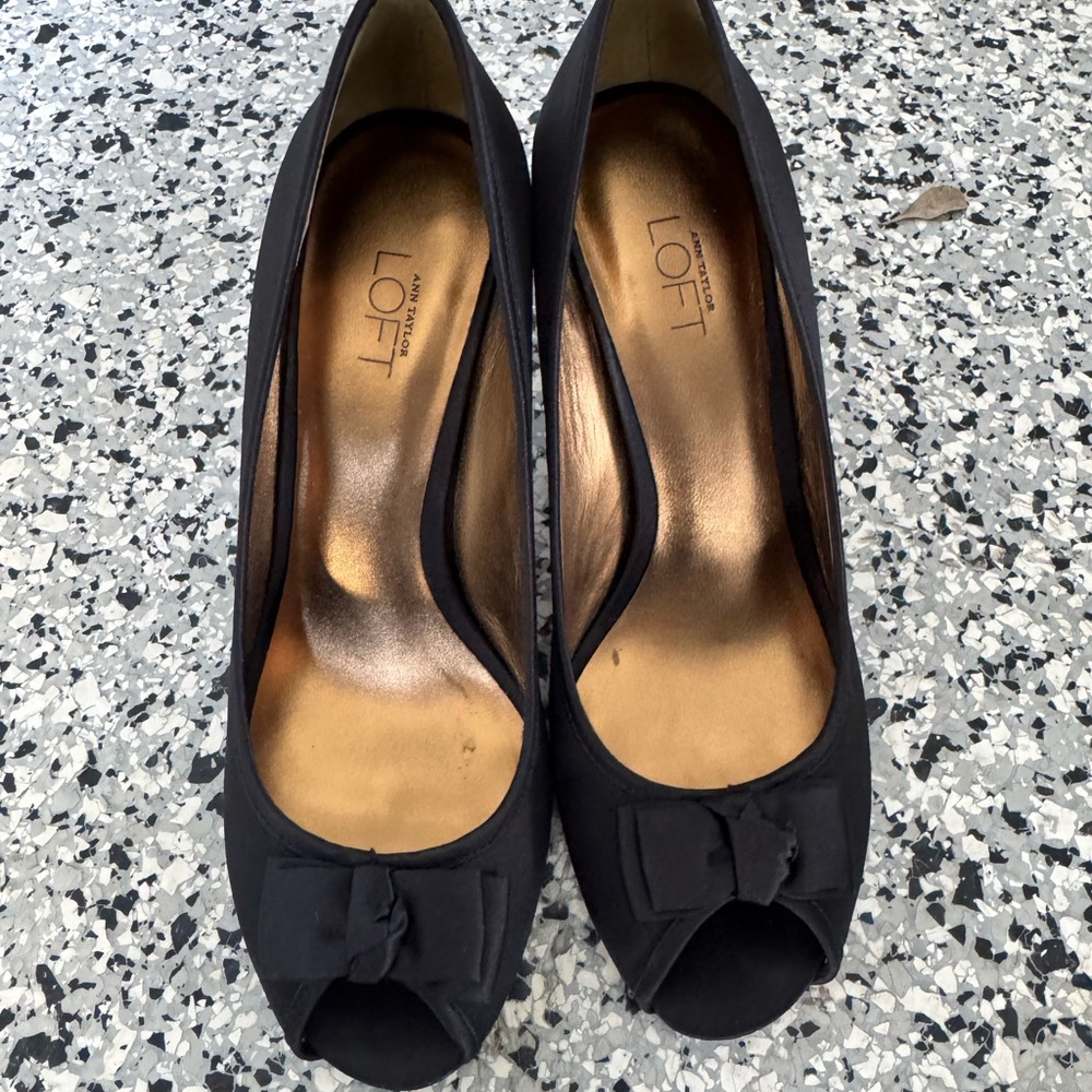 LOFT Black Peep Toe Heels
